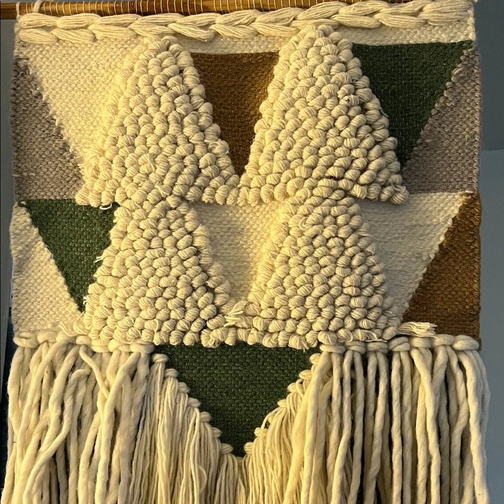 Geometric Wall Hanging - White, Green, Brown